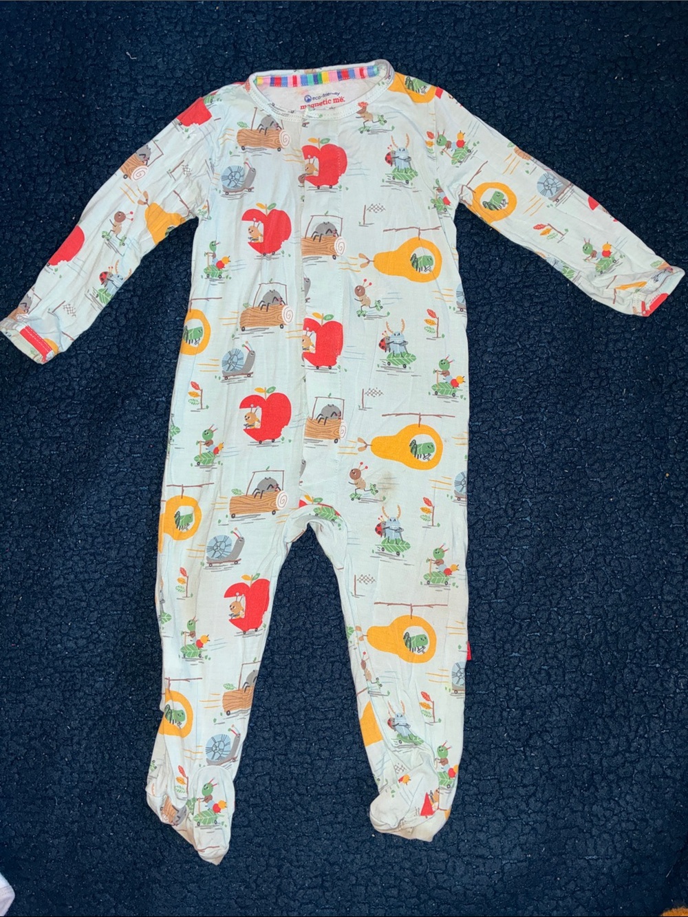 Magnetic Me Footed One-Piece with Red & Yellow Apple Print